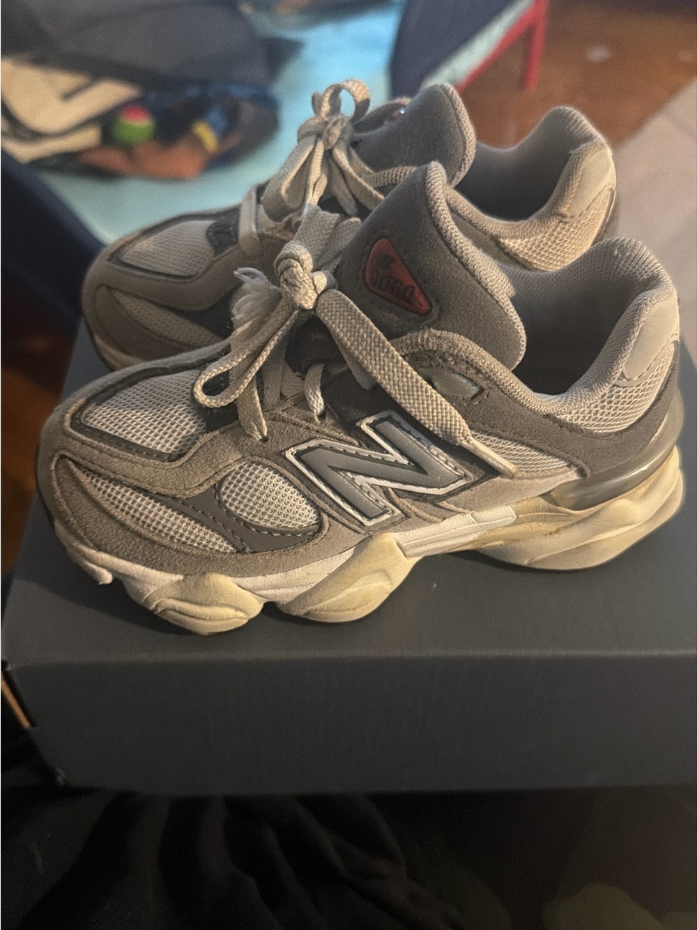 New Balance Kids Gray and Cream Athletic Sneakers
